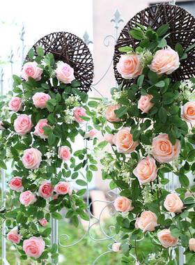 玫瑰挂11489花藤蔓挂墙绿壁植室内客厅藤花垂吊假兰条阳台花园装饰