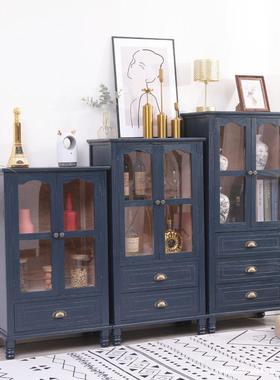 美式法式式欧儿电童开衣柜免组装泡桐木实木酒柜视边XHO柜双门书