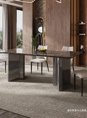 现代轻大理VXI石餐奢桌椅意式极石简奢石现代轻奢微晶家餐桌椅家