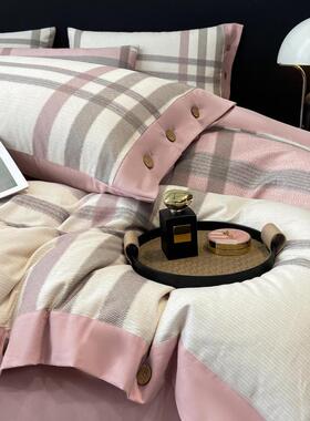 冬季新全棉暖四套件套加厚保47185磨毛床品奢亲肤轻纯棉纽扣设计
