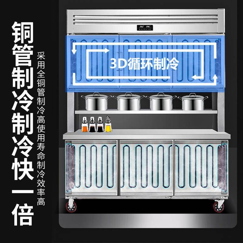 用多功能母柜商冷藏冷冻一柜体展示餐子饮厨房EYV立式操作台冰柜