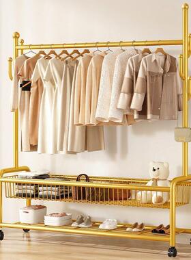 简易厅衣帽衣架卧28572室落地挂衣房间可移动轻架奢家用收纳筐客