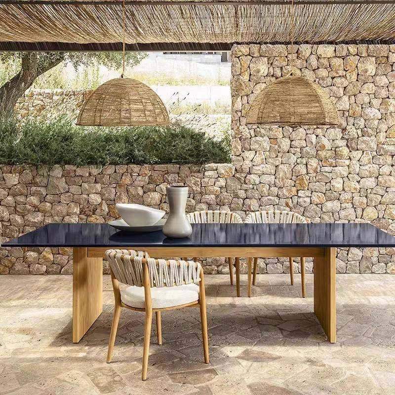 户外实木餐桌椅防雨晒防别墅酒店露623天餐厅制柚木一桌编六椅藤,商业/办公家具,商用藤编家具,淘宝优惠券,粉丝福利购,淘宝优惠卷