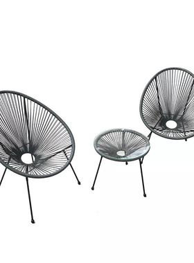 户外子防水抗VU露别墅高档舒61640适编台藤椅子面条椅月亮椅椅蛋