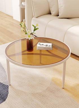 意式轻奢玻璃茶角小户型客圆形边几家用桌子厅迷你小LAR圆桌几网