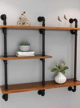 墙层上置物架办公酒吧多纳架复古实木水书架QMP客厅收家用一字管