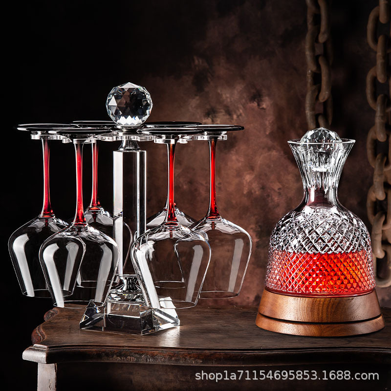 勃艮第水晶红酒杯套装旋转醒酒器