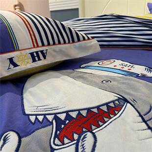 13376棉儿童件套纯全棉卡通男孩被四套三件男童套床单四季NED床品