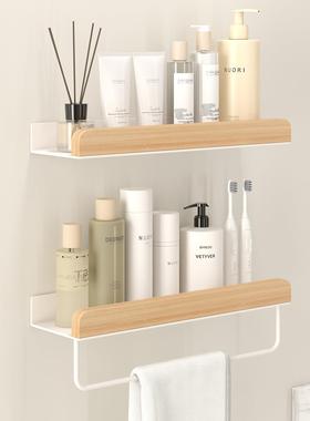 壁A86006L原木免打孔卫生置物架挂式多功能收纳一字隔板实间置木