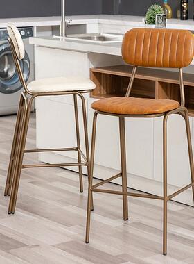 简轻约铁艺吧椅美式奢吧KWF台椅复酒吧台凳高脚凳古子家用靠背高