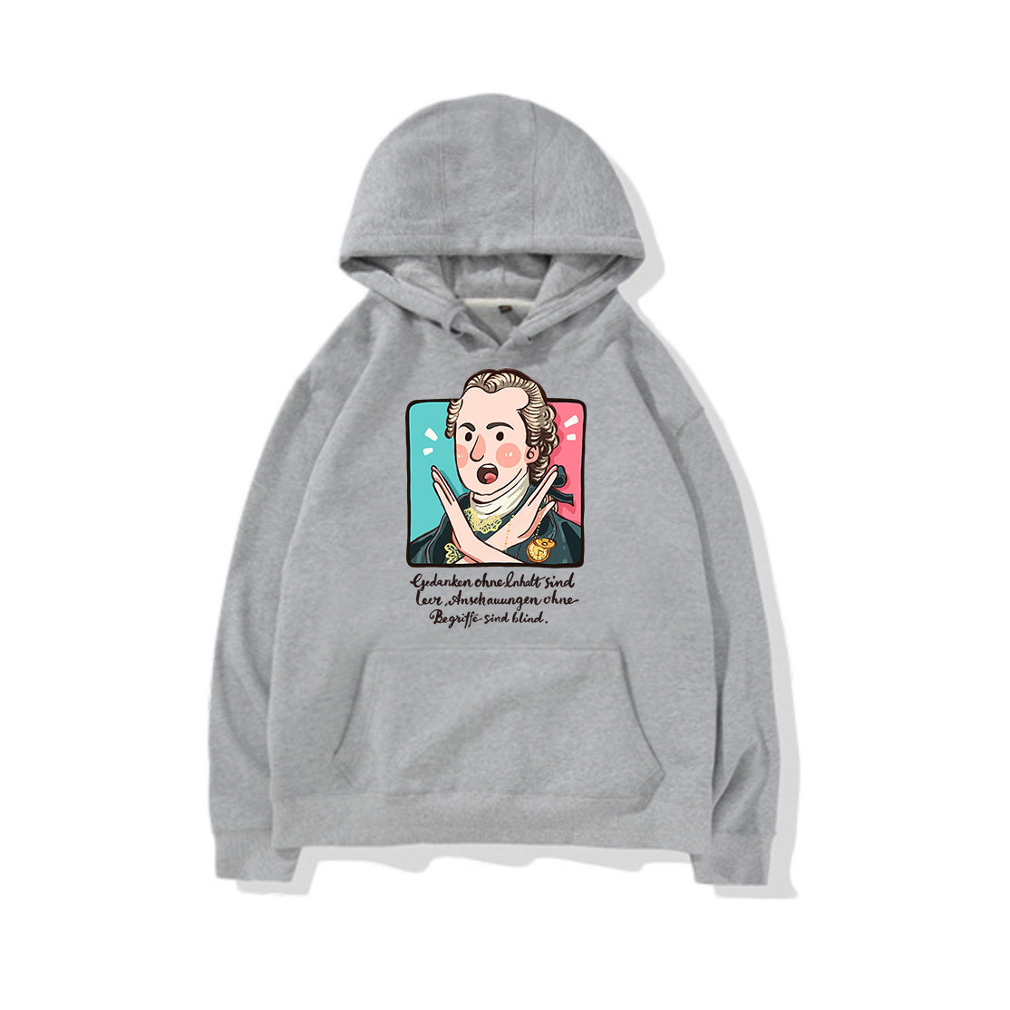 原创可爱小众康德哲学家男女款春秋薄款宽松卫衣冬季保暖套头衫