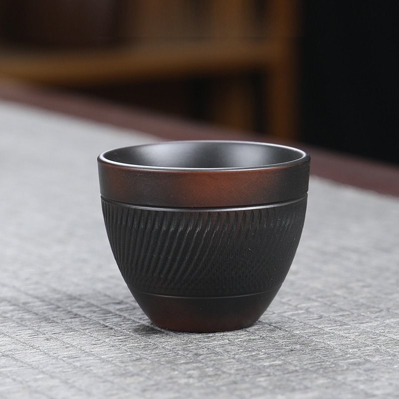 手工跳刀紫陶茶杯功夫茶具主人杯单个杯子茗杯陶瓷喝茶杯小茶盏