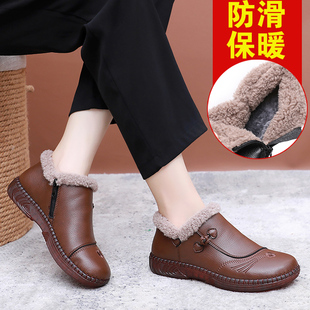 冬季老年人女棉鞋加绒保暖妈妈鞋老北京布鞋二棉鞋防滑奶奶女短靴