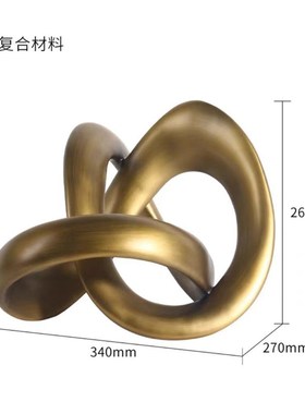 现代轻奢a软装创意造型样板间售楼处客厅电视柜桌面金色摆件装饰