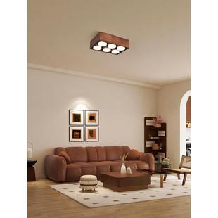 侘寂风胡桃木无主灯斗胆灯客厅四头明装筒灯射灯店铺天花板中性灯