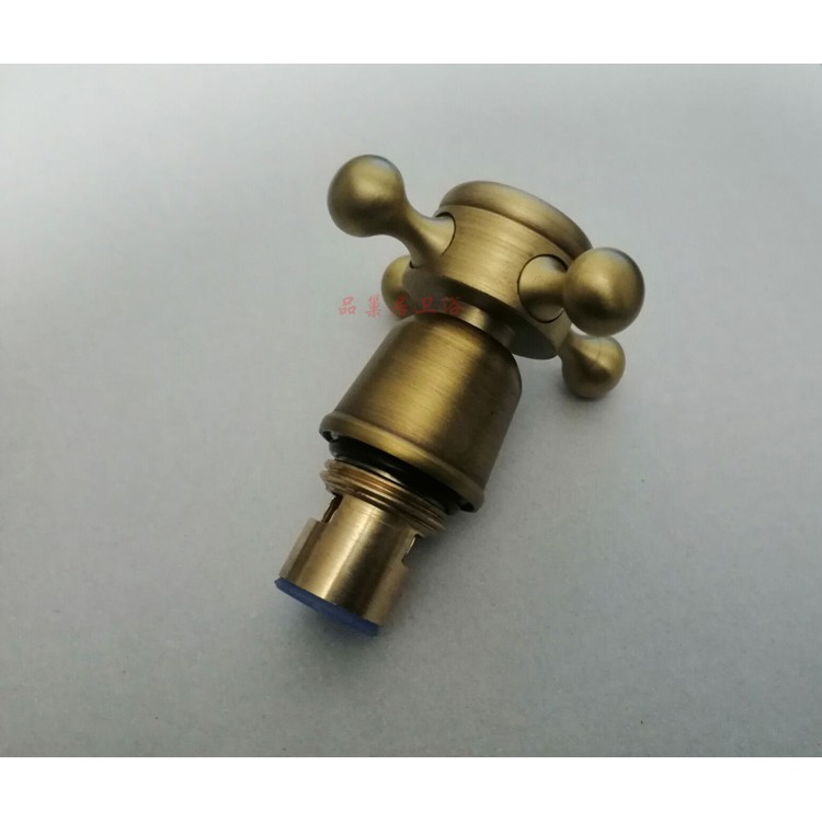 复古全铜水龙头拉丝仿古手轮阀芯双把龙头手轮全铜手柄梅花轮配件