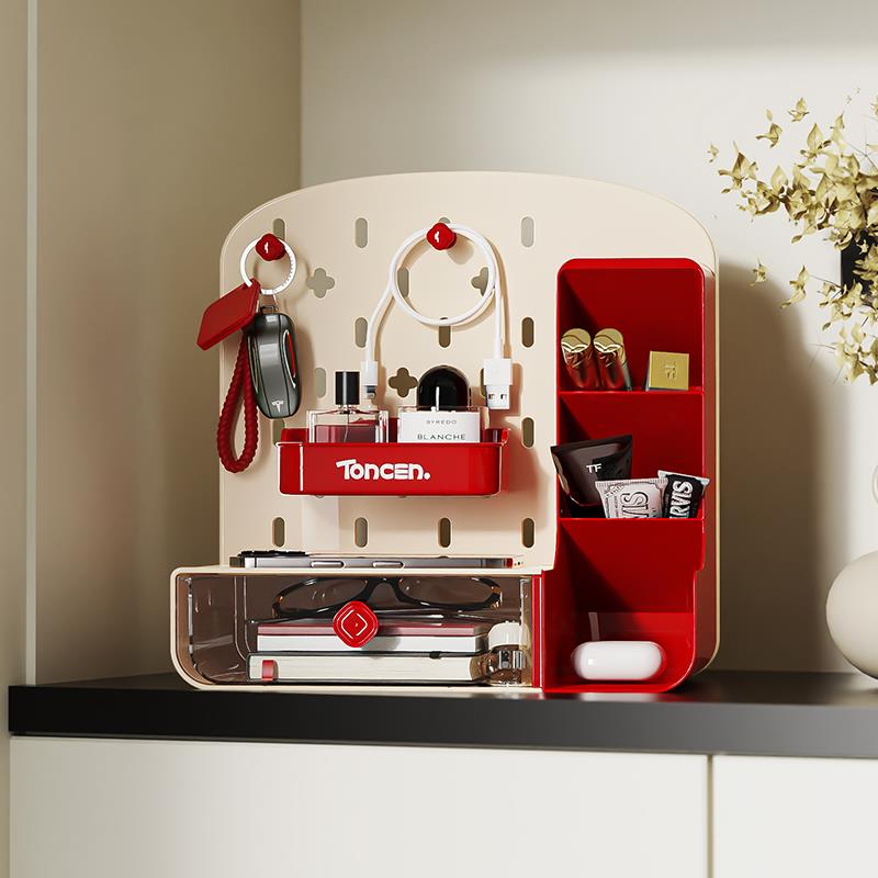 玄关钥匙收纳盒摆件桌面整理洞洞板进门入户鞋柜放首饰挂架置物架