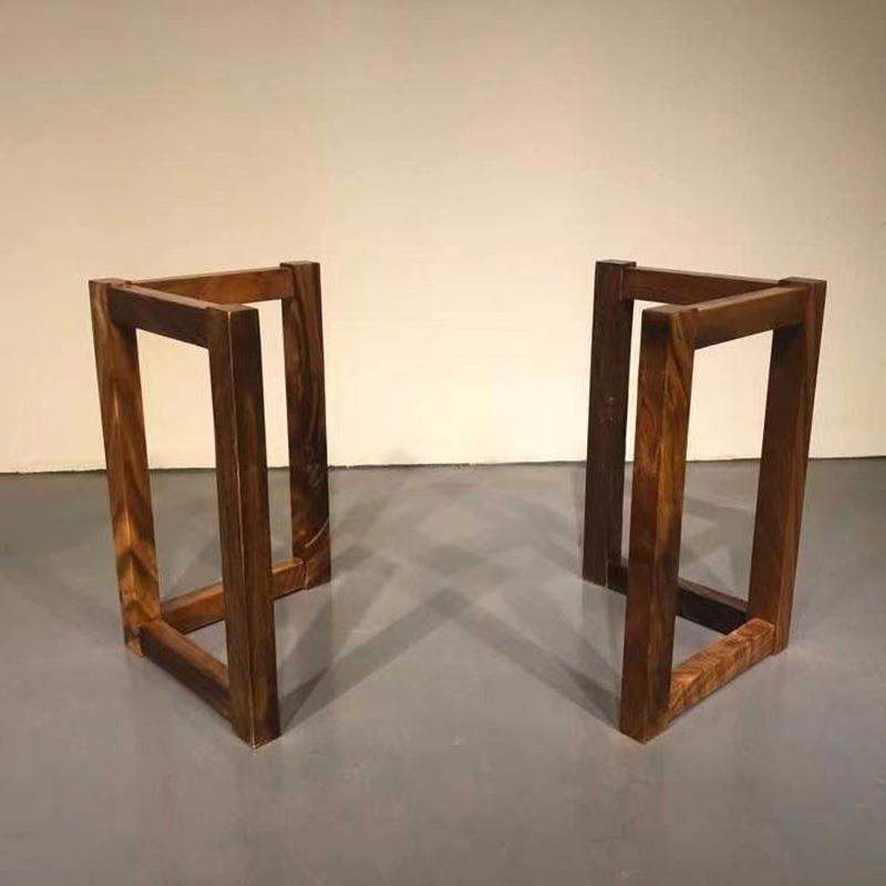 实木支架大板桌脚奥坎原木桌腿吧台餐桌脚胡桃木茶桌茶台桌子脚架