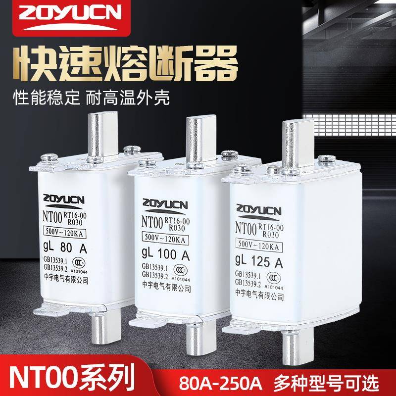 中宇低压熔断器NT00 NT1熔芯 陶瓷保险丝芯子RT16熔芯可定制