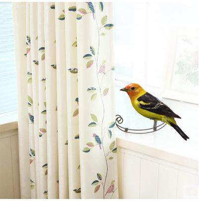 棉麻亚麻小清新卧室窗帘布料成品飘窗田园落地纱帘帘简约现代小鸟