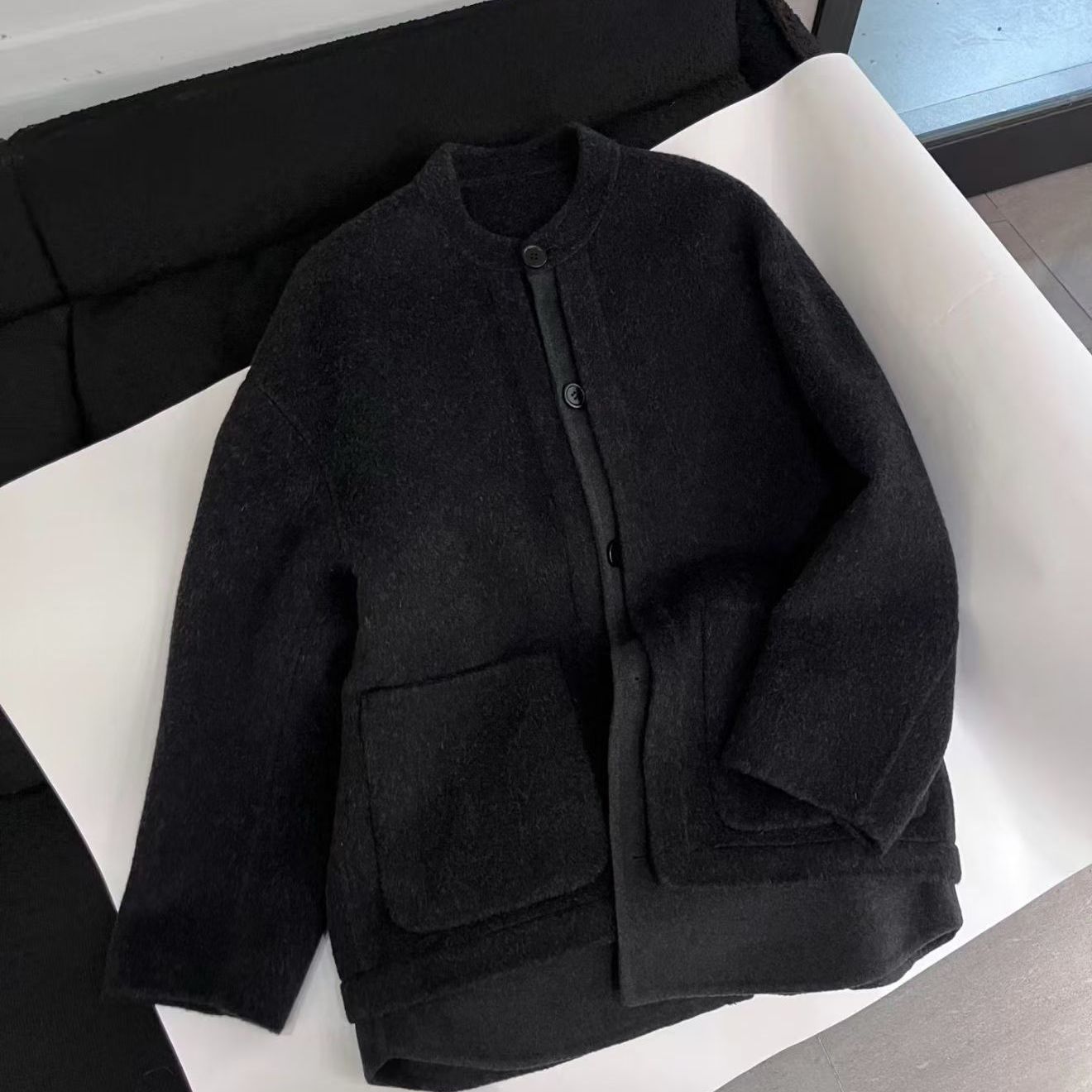 秋冬季新款设计感立领毛呢大衣