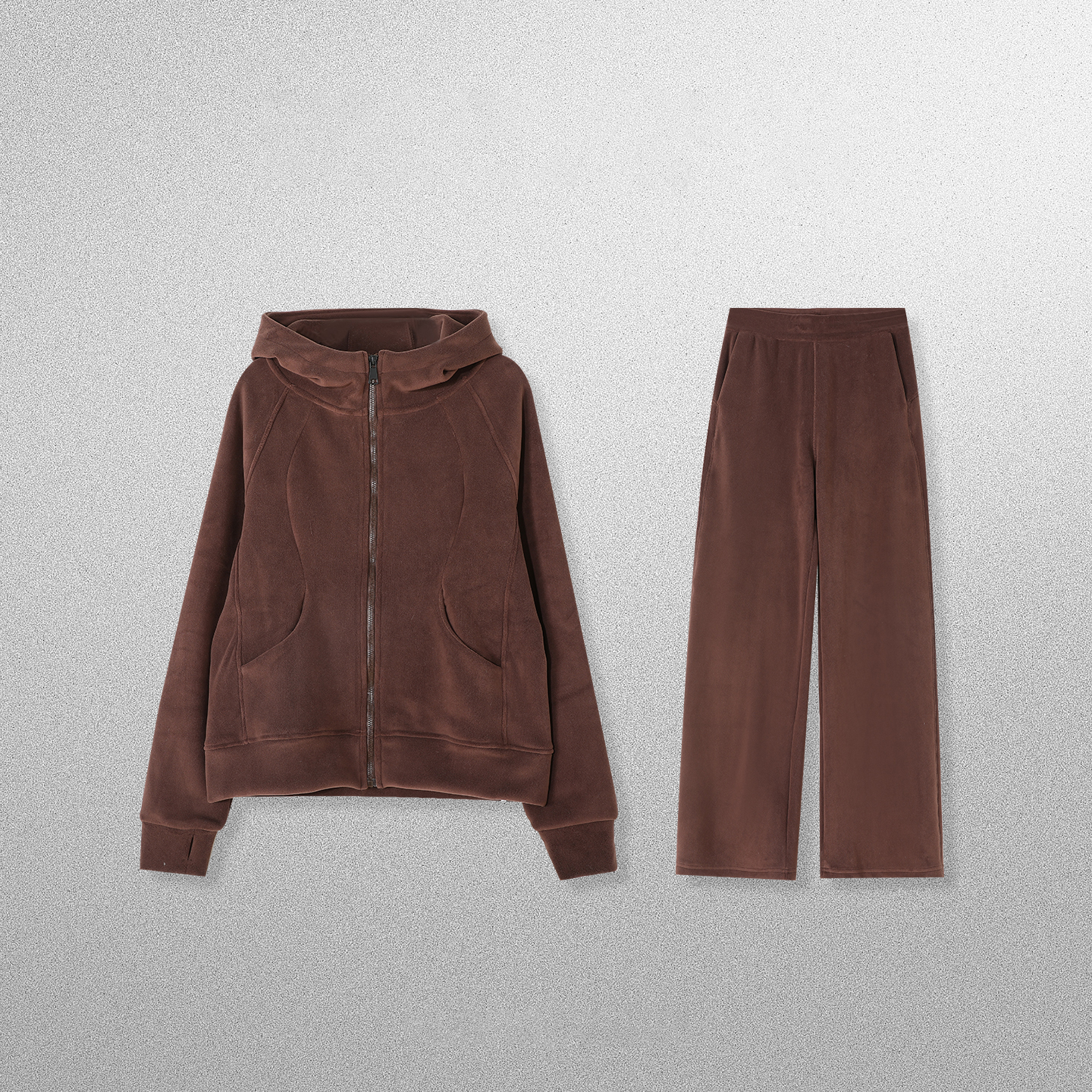 【呼呼严选专享】显瘦有型双面绒拉链上衣+裸感奶皮卫裤