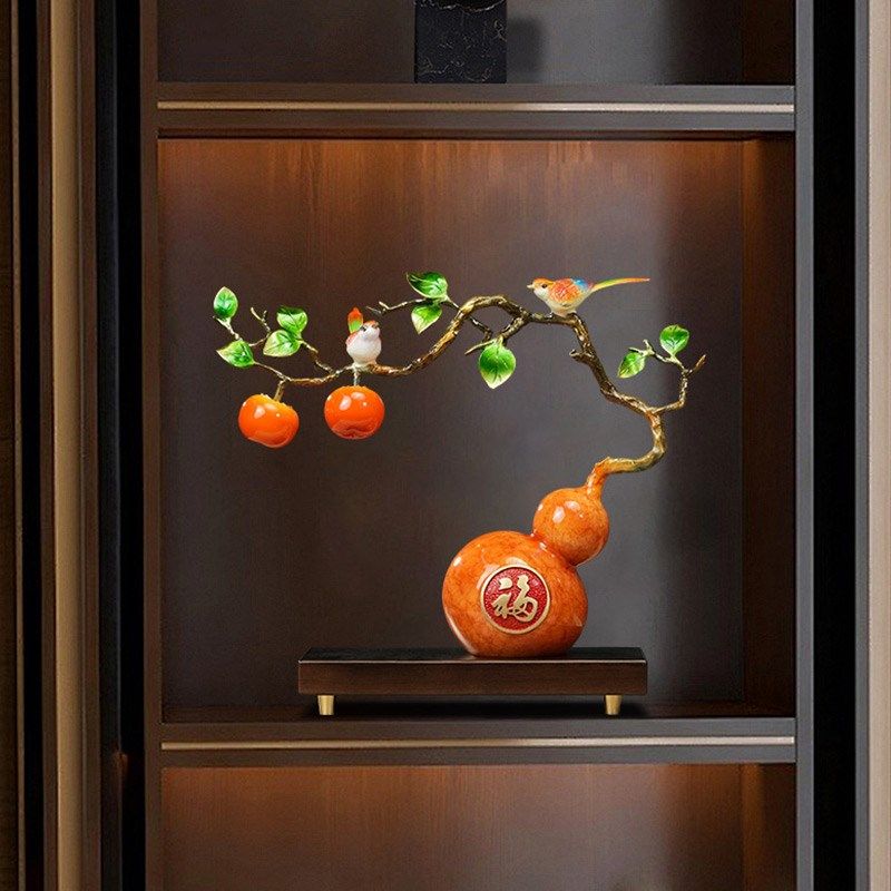 柿柿如意铜葫芦摆件o客厅玄关酒柜办公室装饰开业乔迁新居搬家礼,家居饰品,装饰摆件,淘宝优惠券,粉丝福利购,淘宝优惠卷