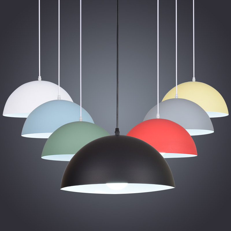 现代简约半圆吊灯单个餐厅饭店吧台理H发店彩色锅盖创意个性灯罩,家装灯饰光源,酒店/宴会厅/餐饮吊灯,淘宝优惠券,粉丝福利购,淘宝优惠卷