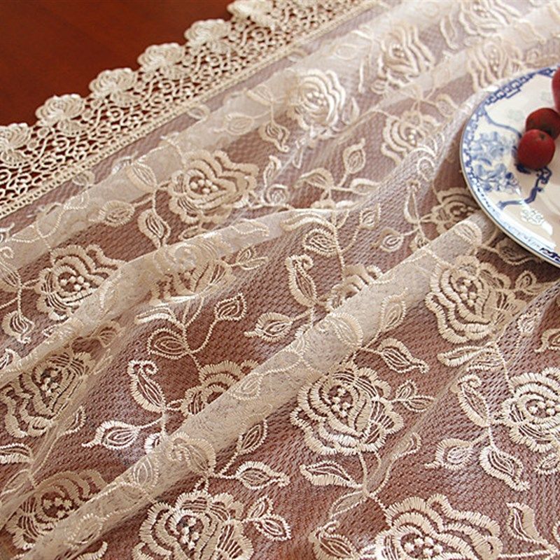 欧式田园蕾丝花边绣花餐桌布刺绣台布茶几巾电Q视柜花卉盖布可定,居家布艺,桌布,淘宝优惠券,粉丝福利购,淘宝优惠卷
