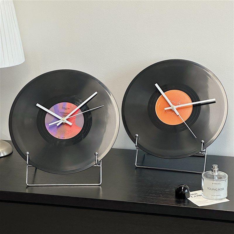 覆古黑胶唱片钟日落静音座钟挂A钟简约创意客厅家居氛围装饰品摆,家居饰品,装饰摆件,淘宝优惠券,粉丝福利购,淘宝优惠卷