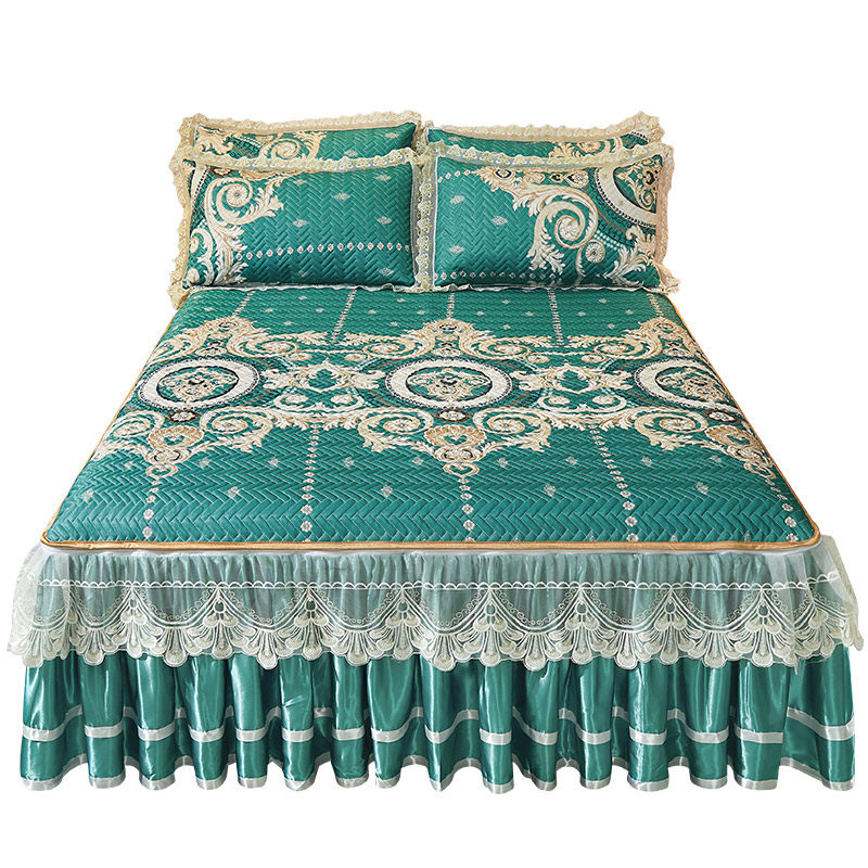 可机洗床裙款冰丝凉席三件套夏季可折叠I防滑床罩席子欧式空调软,床上用品,冰丝席,淘宝优惠券,粉丝福利购,淘宝优惠卷