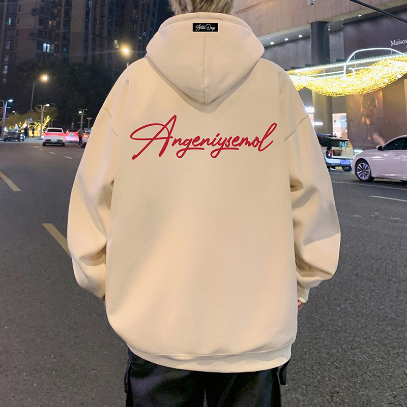 速发简约s松男e上衣ov装r宽ize卫衣男春新款简约休闲帽衫