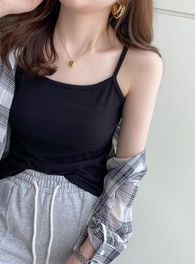 速发黑色吊带背心内4202搭新款纯棉夏上穿白色打底无袖bm小外衣