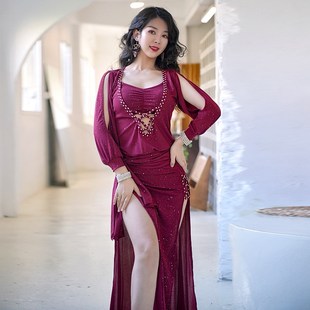 速发肚皮舞练功感202春款 性服民俗bad演长袍子东方舞蹈i出服裙