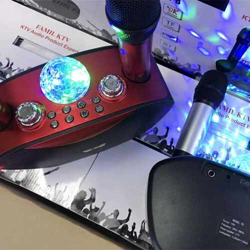 Y-8家庭ktv 麦克风一拖二卡拉okk歌麦直播设备话筒音响一体K歌机