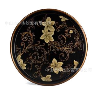 乡茶村彩绘复圆几古客厅沙发角桌阳台迷你几 2356实木小几美边式