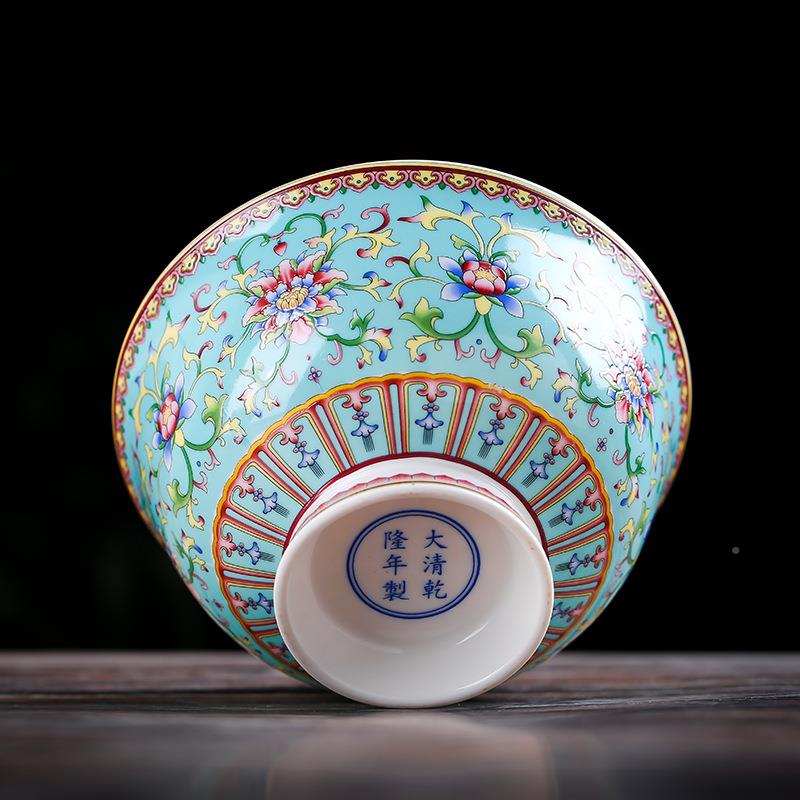 1饭个只装景德UOR陶瓷饭碗家寸用吃高脚防0烫碗5英米饭骨瓷寿碗