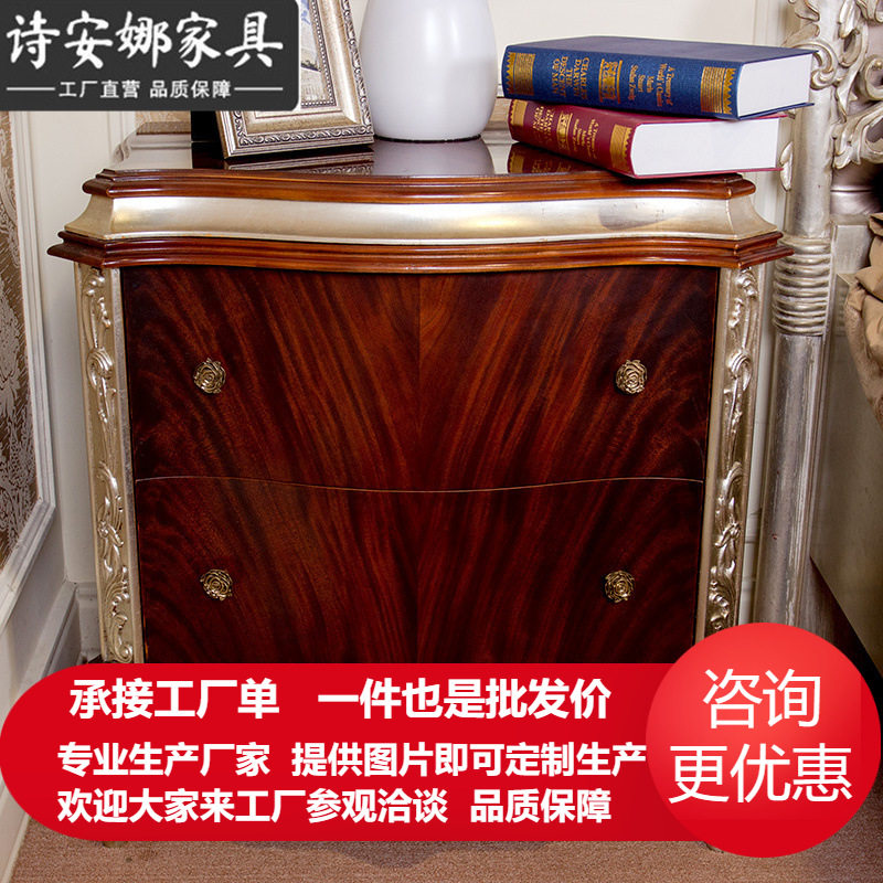 欧式新古典实木雕花床头柜台灯