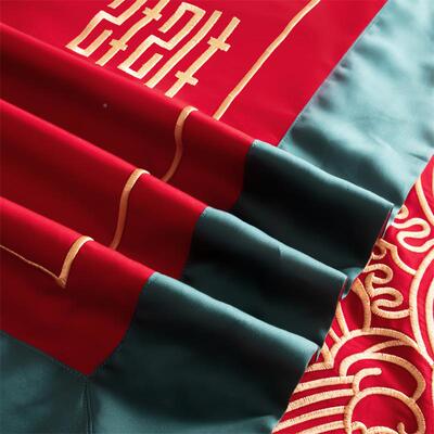 高TMM-202档中式刺结婚绣四件套纯棉大婚红色床单被套全陪棉嫁喜