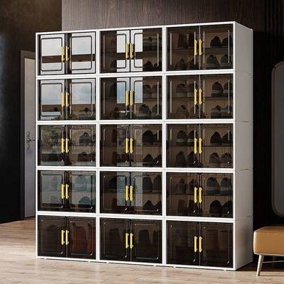 鞋柜防尘新款收纳2025一体靠墙家用鞋盒门口多层入户透明室内架子