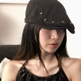春野森川｜美式 透气遮阳显脸小前鸭舌帽子 复古铆钉前进帽 薄款