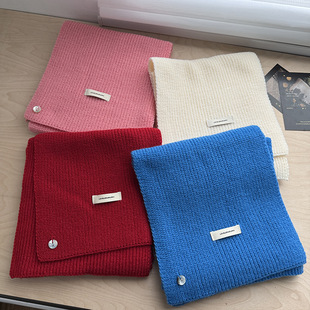 春野森川｜2025韩版 加厚保暖百搭感学生围脖 针织纯色围巾女冬季