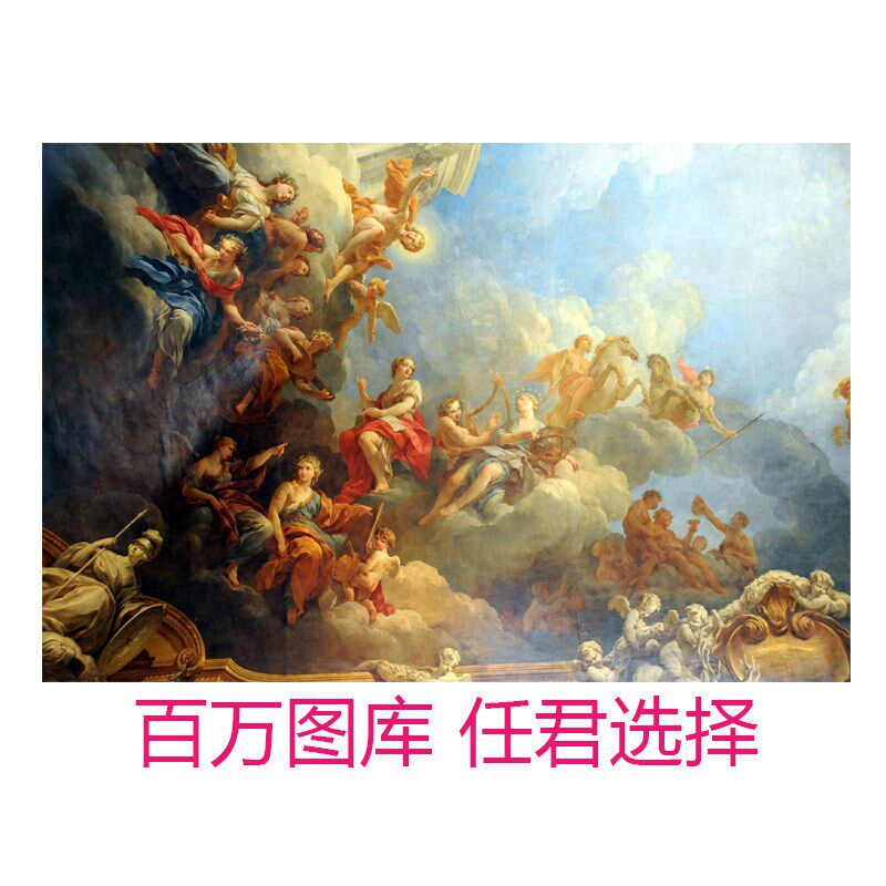 欧式油画人物墙壁纸复古宫廷贵妇墙纸酒店背景墙布天X花板吊顶壁
