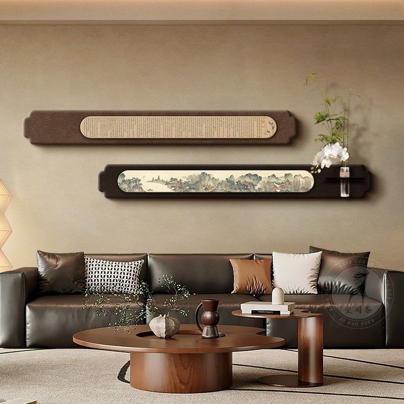 靠山图宋代美g学客厅装饰画水培绿植书房壁画中古侘寂茶室组合挂,家居饰品,现代装饰画,淘宝优惠券,粉丝福利购,淘宝优惠卷