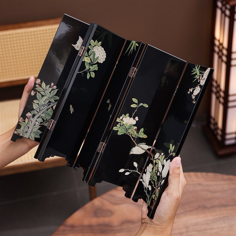 新中式国潮茶空间双面小r屏风桌面摆件复古茶台漆器茶道配件礼盒,餐饮具,茶道/香炉,淘宝优惠券,粉丝福利购,淘宝优惠卷