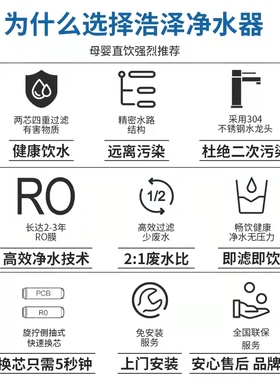 浩泽净水器家用直饮机600G/y800G大通量过滤净水机原装专用滤芯