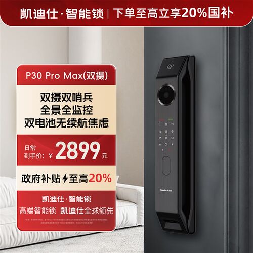 凯迪仕(KAADAS)P30 uPro Max 双摄款高清大屏猫眼智能门锁
