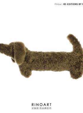 111v温柔淡可可/橄榄绿中古天然滩羊毛腊肠犬狗条形腰枕靠枕