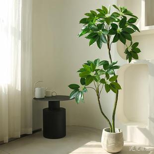 饰诧寂风轻奢假花树软装 仿真绿植保罗大叶伞假绿植室内装 摆设