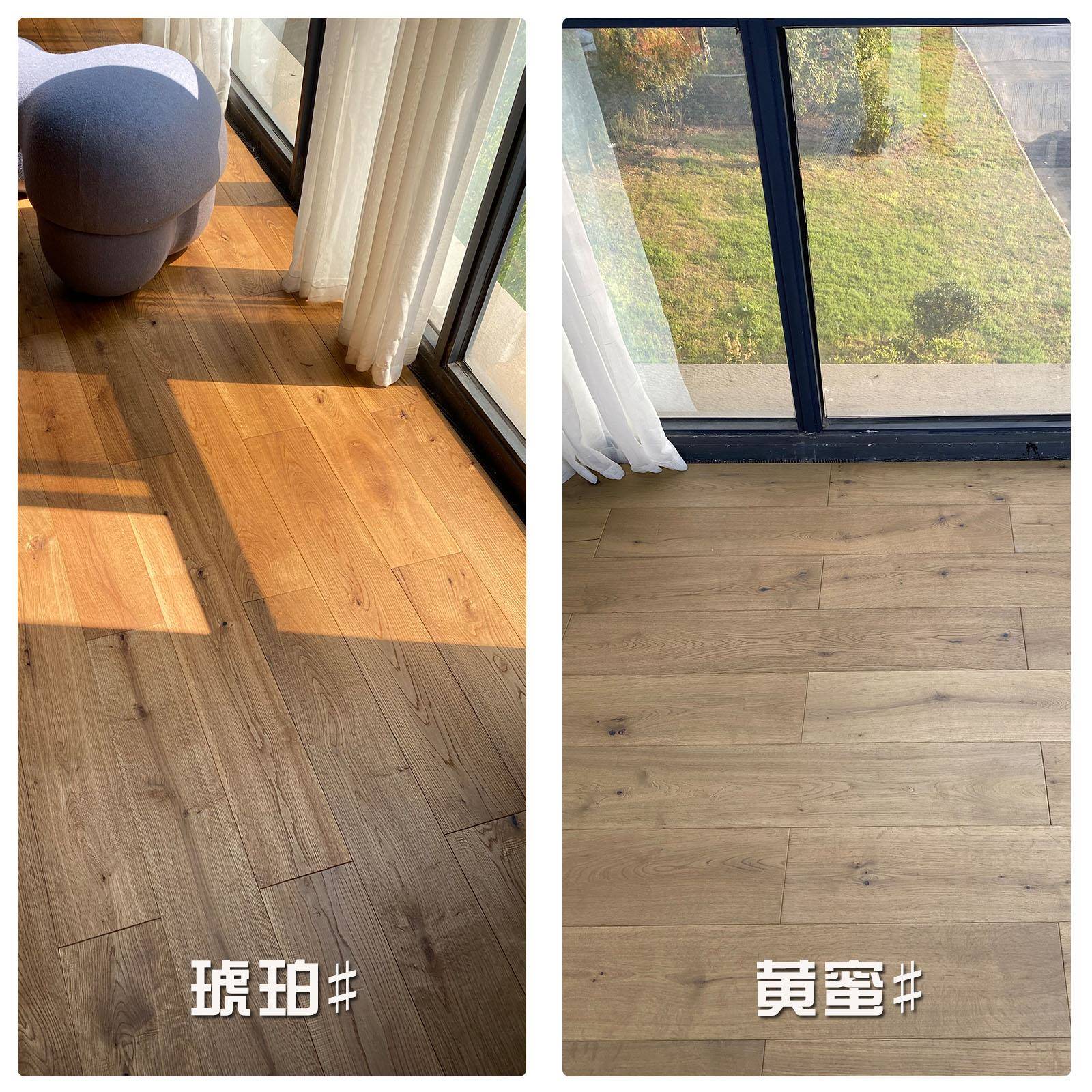 #橡木纯实木原木地板烟熏锯齿手工刨中古风装修厂家直手工打磨